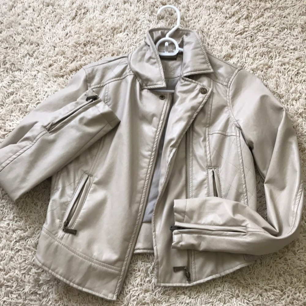 Faux Leather Creme Jacket! Size SMALL